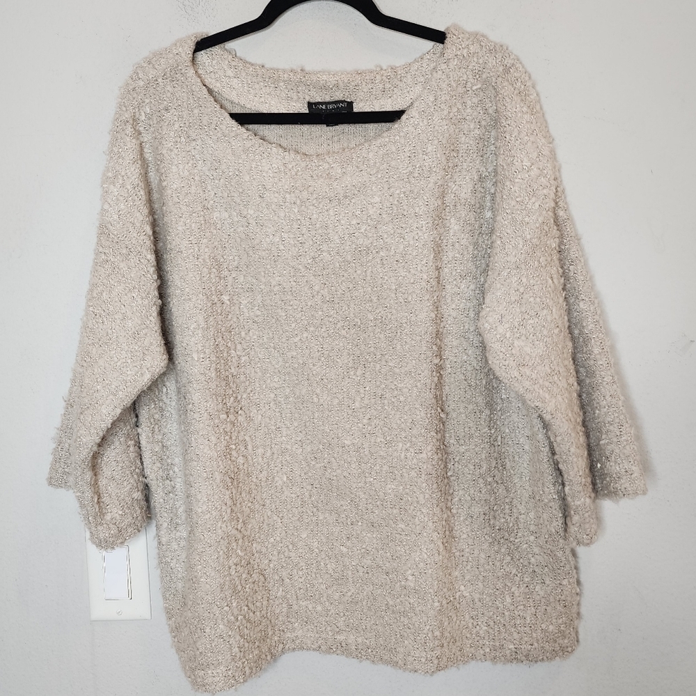Lane Bryant wool-blend beige 3/4 sleeve nubby sweater. Size‎ 18/20.